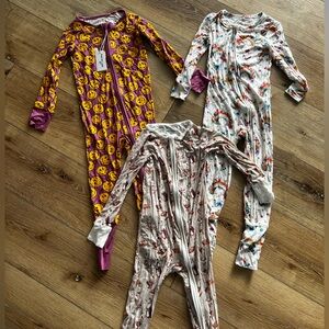 Posh Peanut Kids One Pieces Footies - Emoji Yellow, Rainbow White, Floral Cream